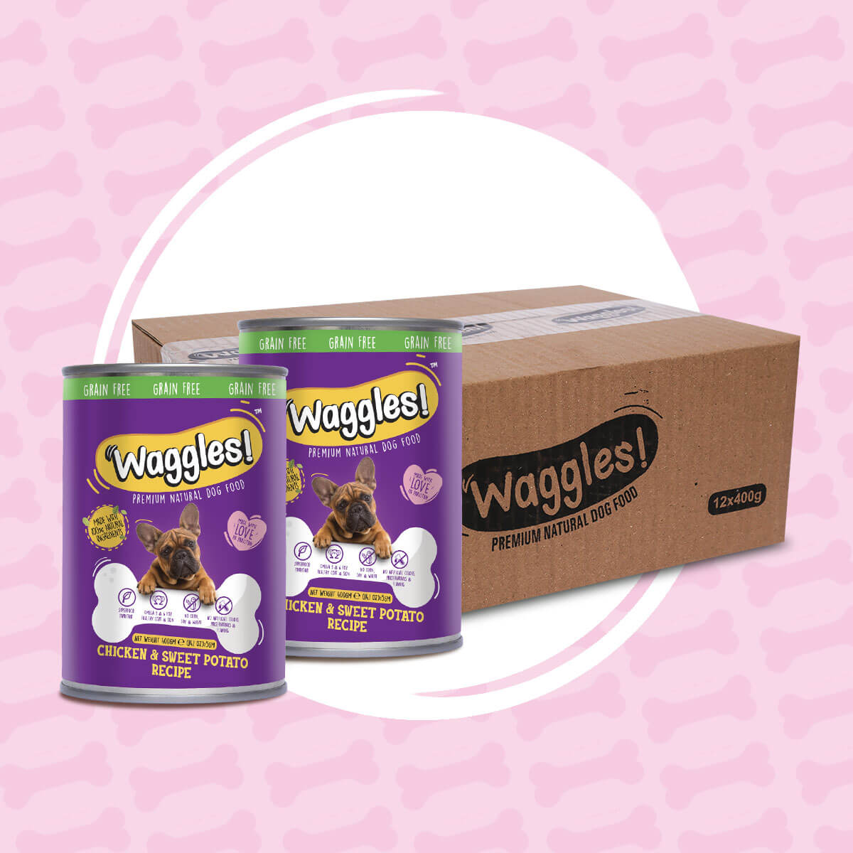Waggels Dog Food Tin Chicken & Sweet Potato Recipe Waggels Dog Food Tin Chicken & Sweet Potato Recipe